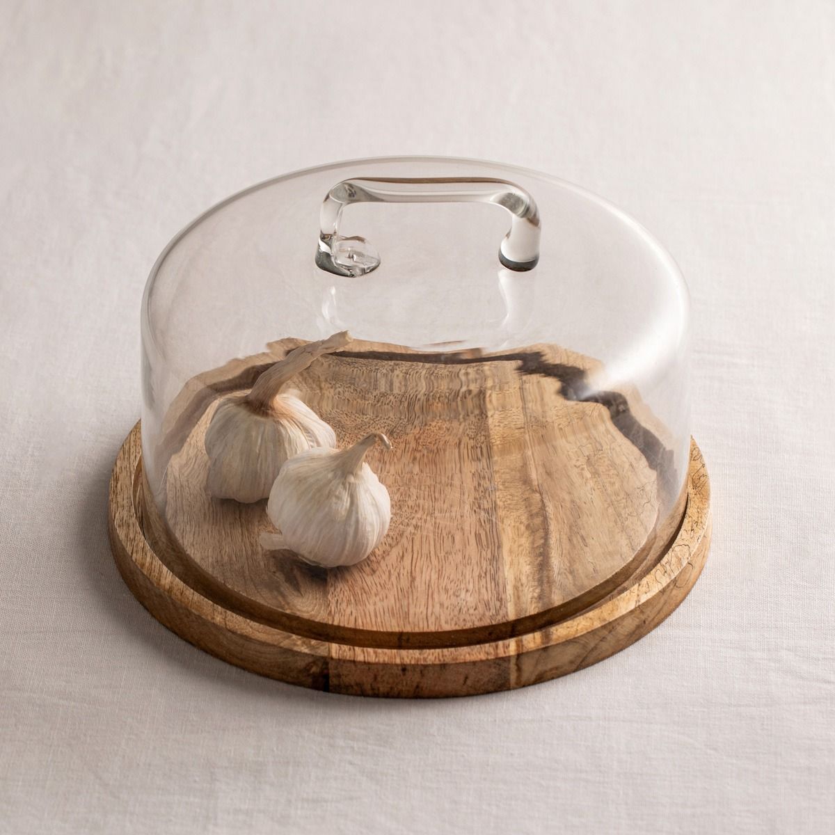 Patera WOOD COLONY okrągła ze szklanym kloszem 25x16 cm