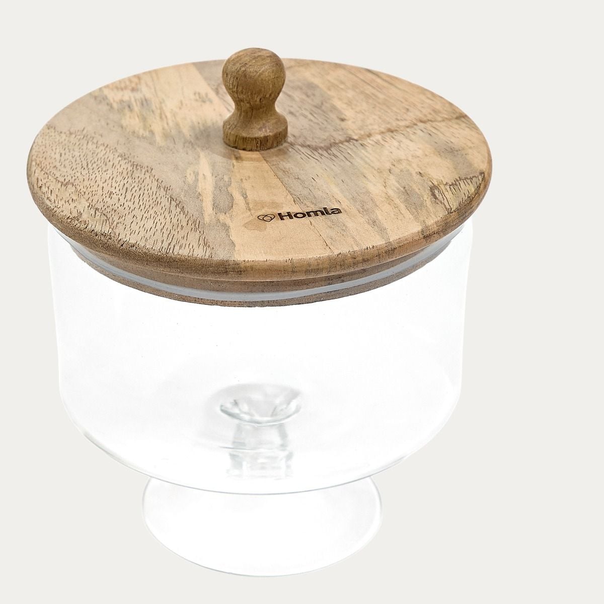Patera WOOD COLONY szklana na nóżce M 18x16 cm