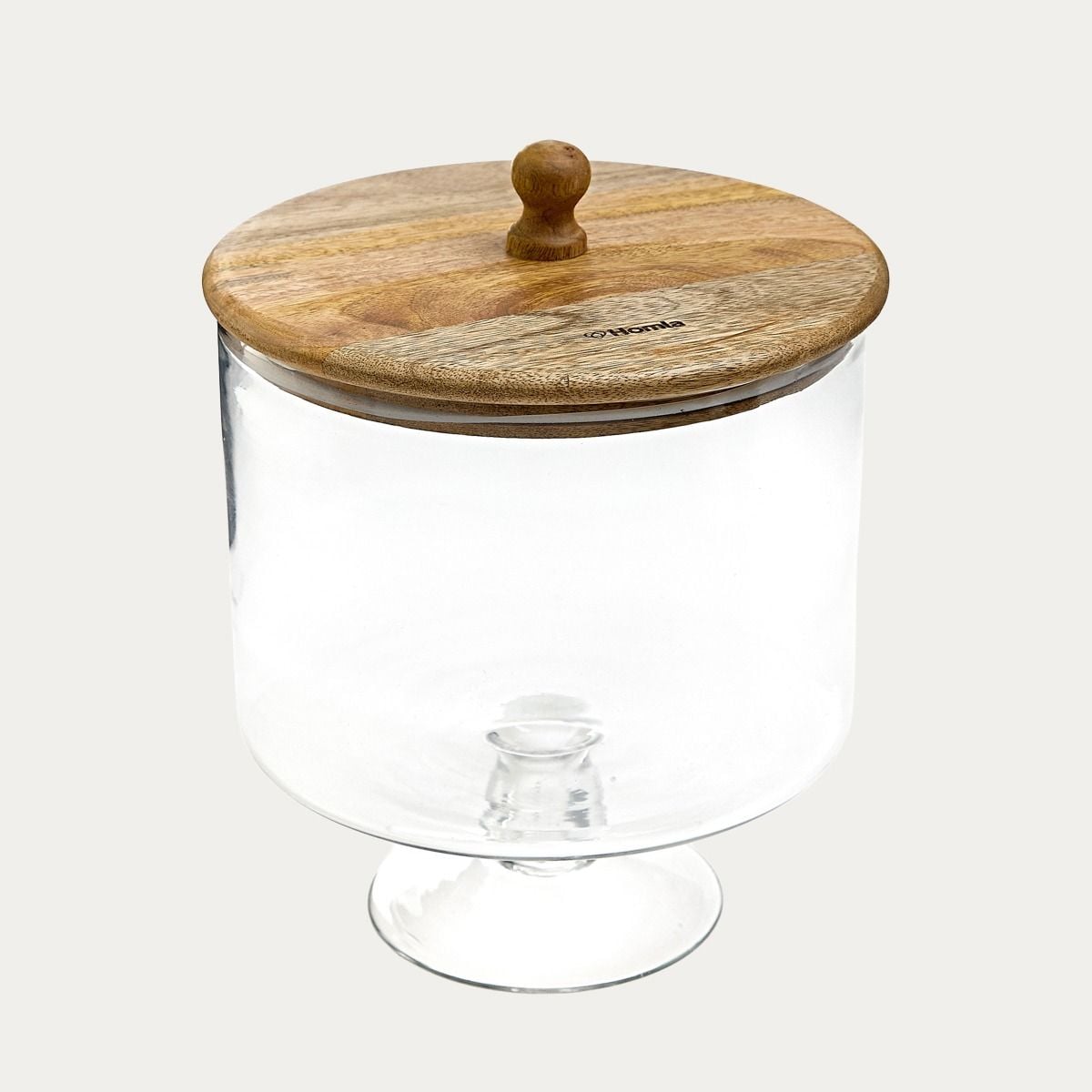 Patera WOOD COLONY szklana na nóżce L 22x21 cm