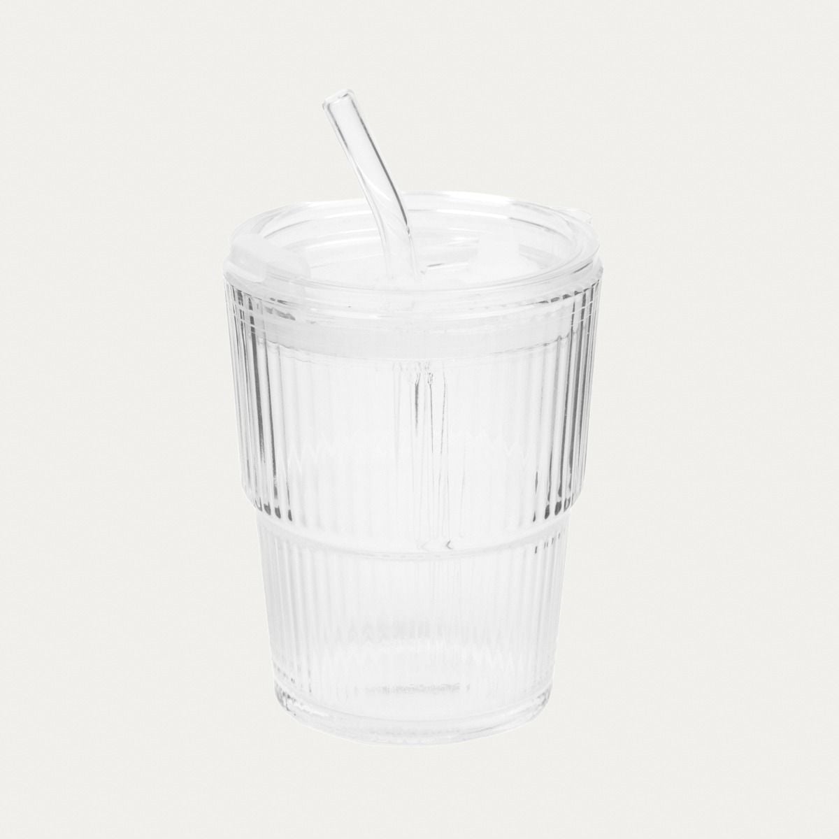 Szklanka EMBO GROOVE ryflowana ze szklaną słomką 0,4 l