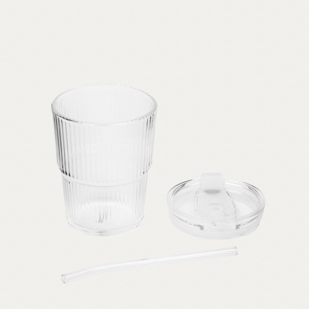 Szklanka EMBO GROOVE ryflowana ze szklaną słomką 0,4 l