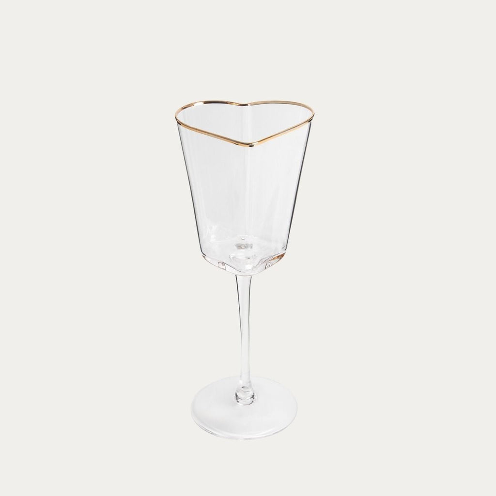 Kieliszek AMAR na wino w kształcie serca ze złotym rantem 0,3 l