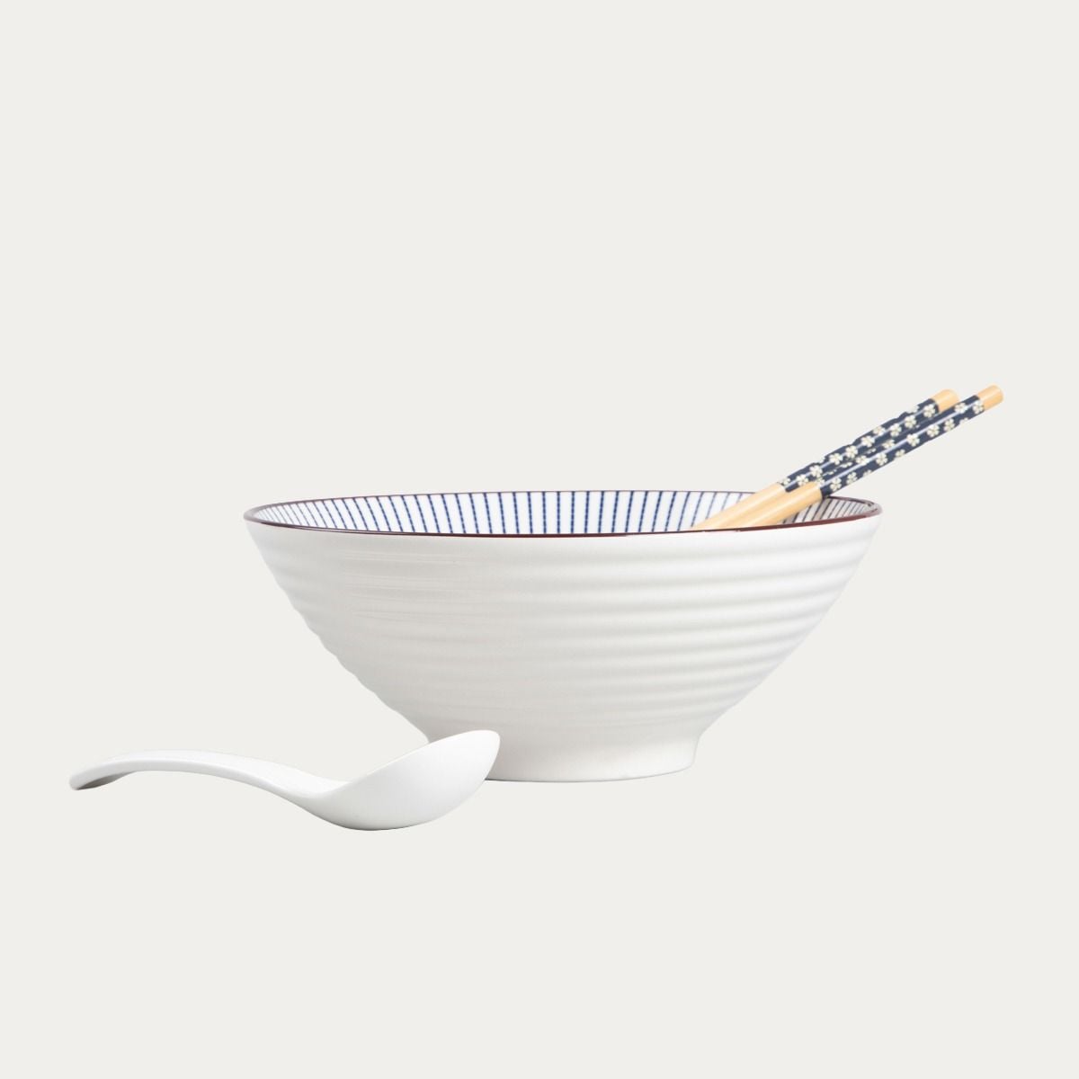 Zestaw do ramen SALADO w paski z brązowym rantem 21 cm