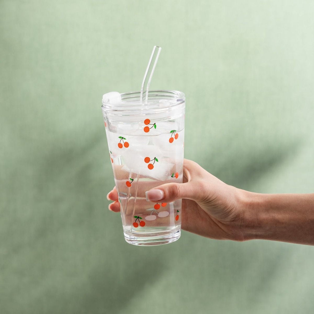Szklanka EMBO SUMMER ze słomką w wiśnie 0,4 l