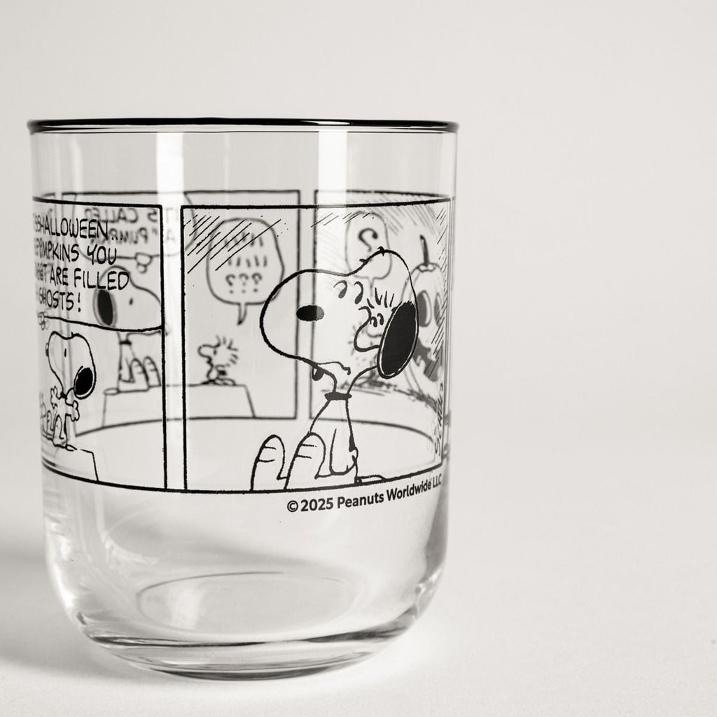 Szklanka SNOOPY z printem komiksu i czarnym rantem 0,3 l
