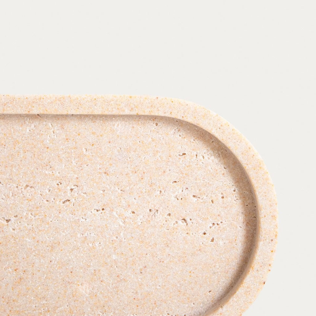 Taca dekoracyjna ONDA owalna beżowa o wyglądzie trawertynu 25x12x1,5 cm