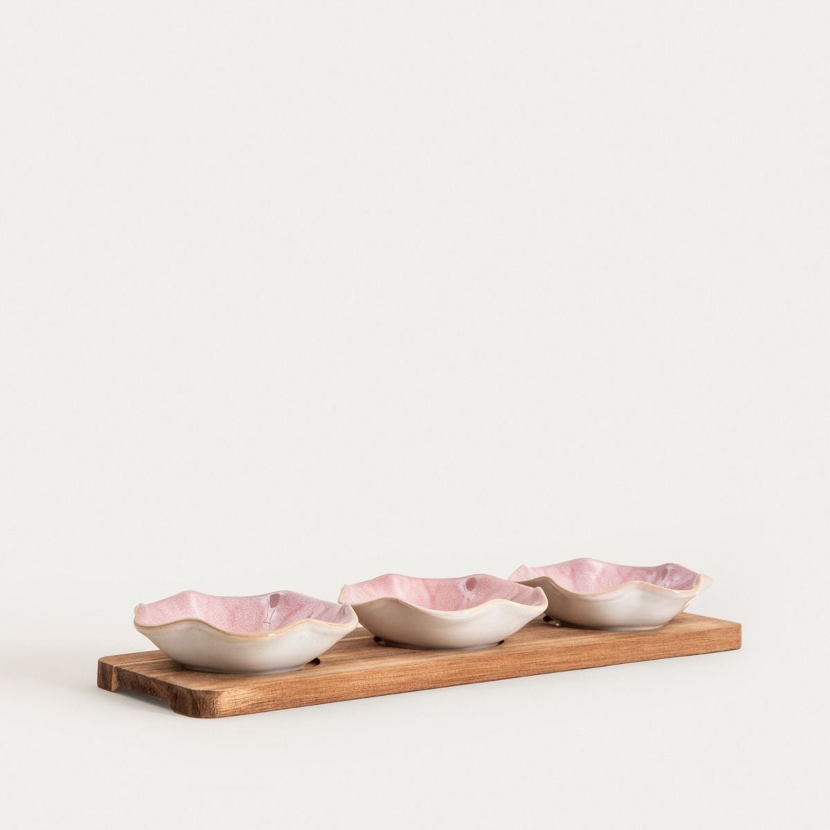Zestaw do serwowania SAKURA z różowymi miseczkami, 32,5x10x3 cm 4 el.