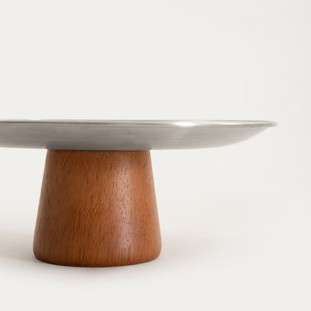 Patera EDMORE na drewnianej nóżce ze stali nierdzewnej 23X9 cm