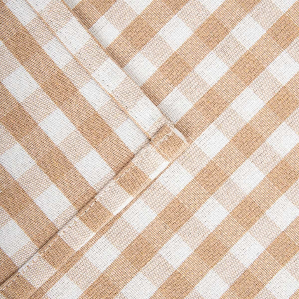 Bieżnik ABRIL beżowy w kratkę z ozdobnym haftem 40x160 cm